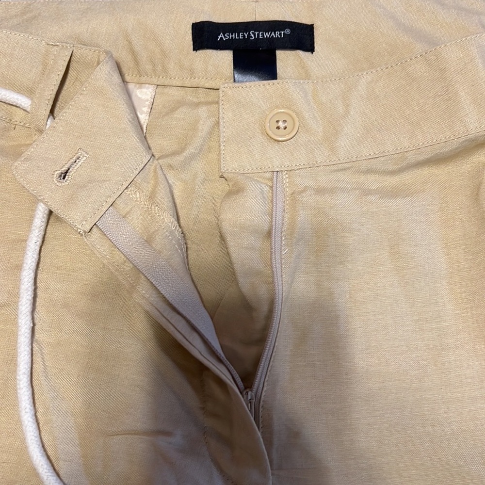 Ashley Stewart cream wide leg pants with splits on the sides size 22W